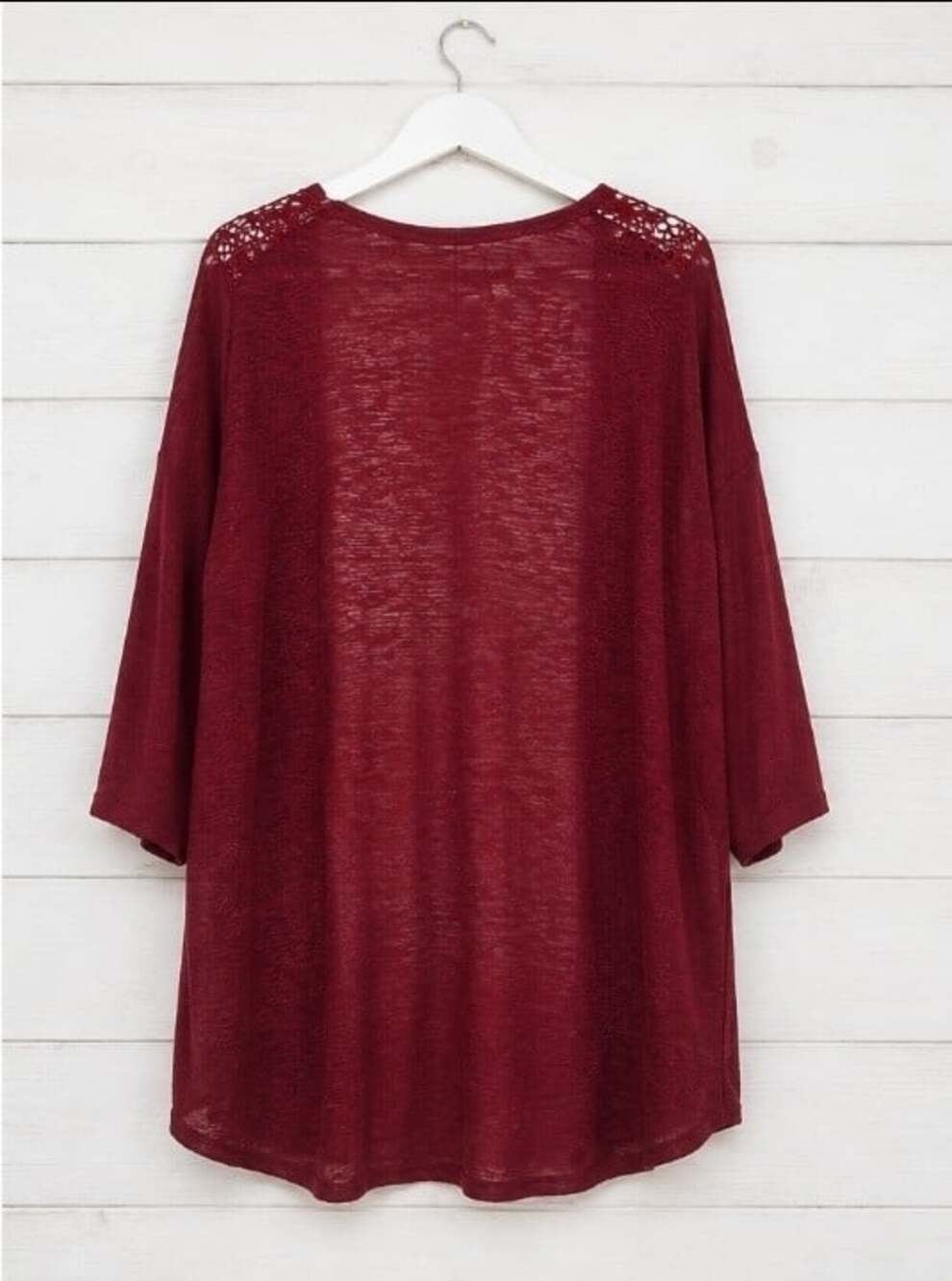 Luxe Addition Women’s Maroon Open Front Lace Knit Cardigan Medium NWT L300 - Picture 4 of 8